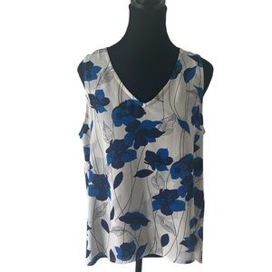W5 Printed Floral Sheer Sleeveless Top